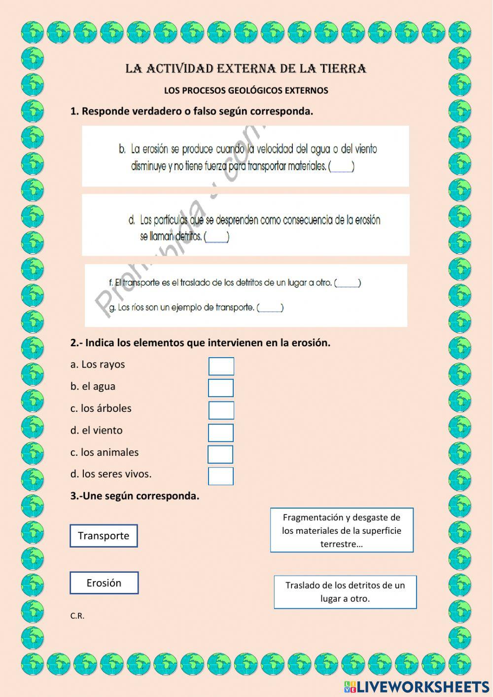 Actividad  externa de la tierra