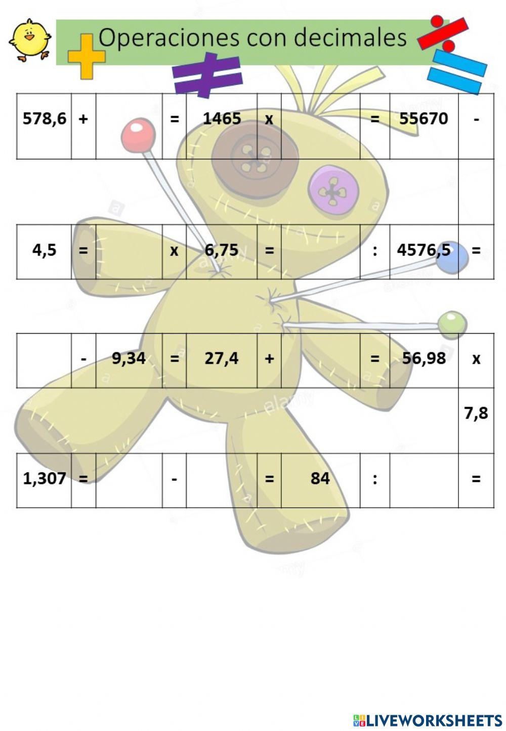 Operaciones con decimales 2
