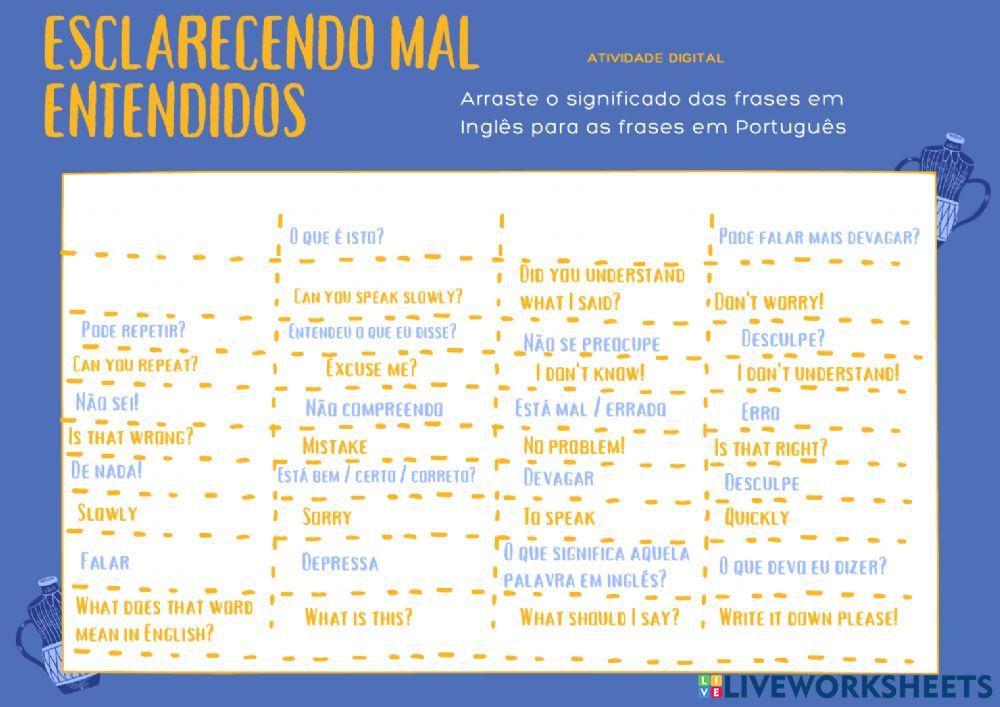 Mal entendidos em Inglês