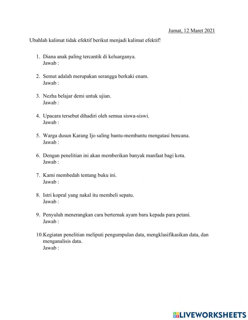 Latihan kalimat efektif