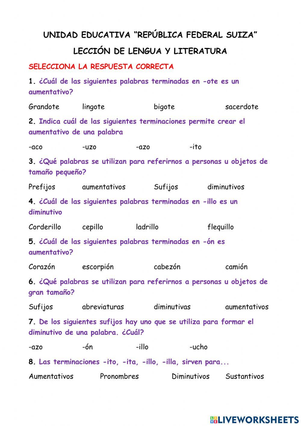 Lección de aumentativos y diminutivos