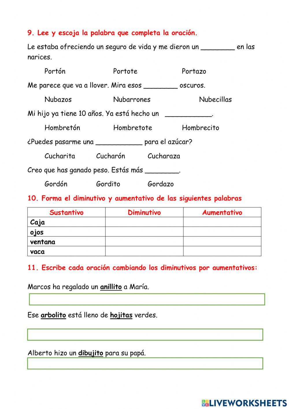 Lección de aumentativos y diminutivos