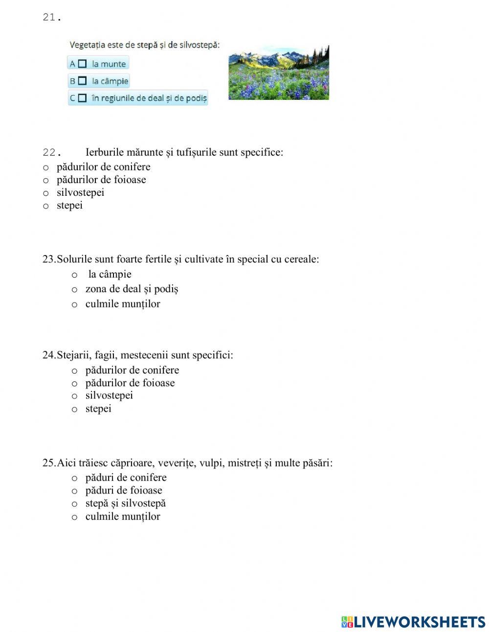 Test Clima, apele, vegetația, fauna, solurile