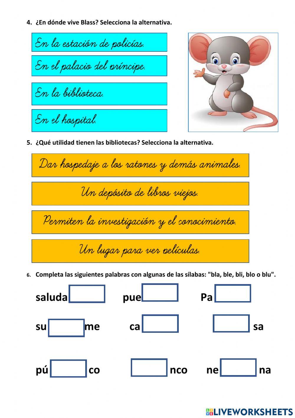 Ficha de comprensión lectora. 
