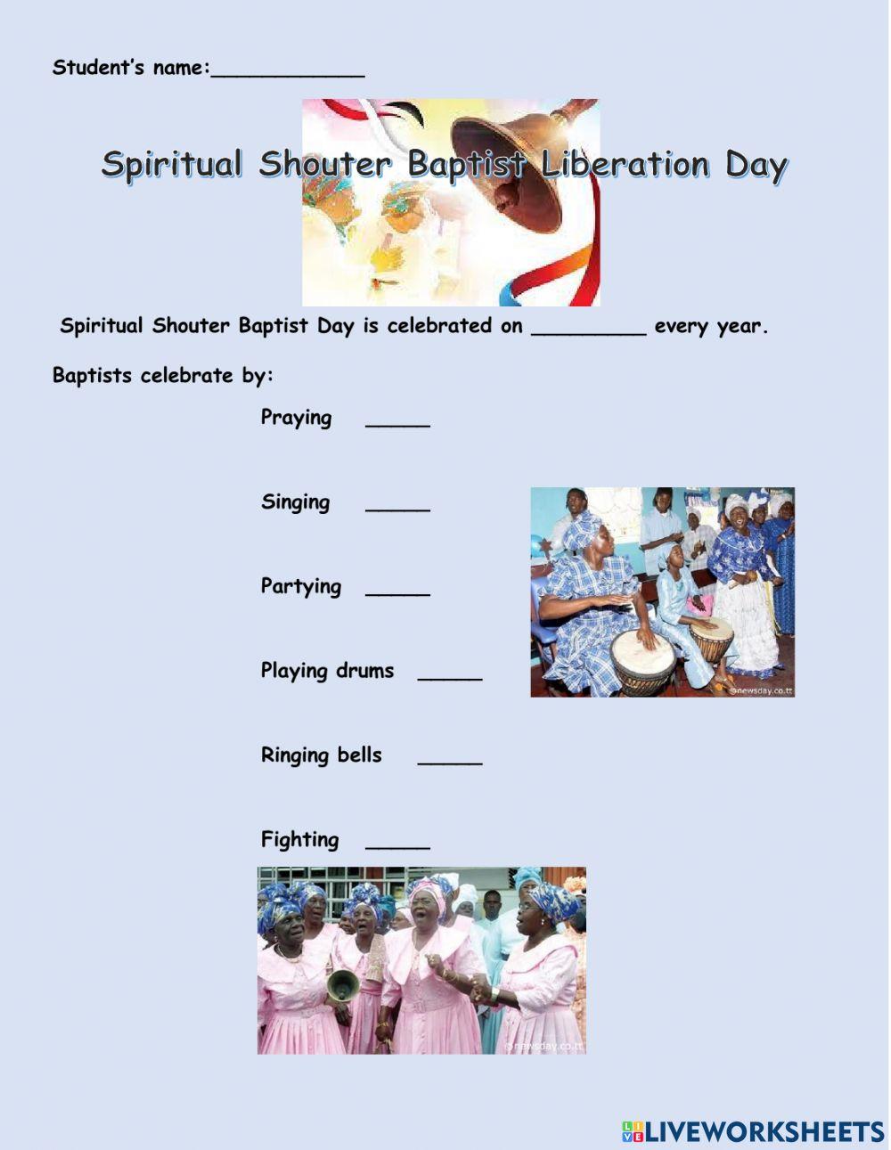 Spiritual  Shouter Baptist Liberation Day