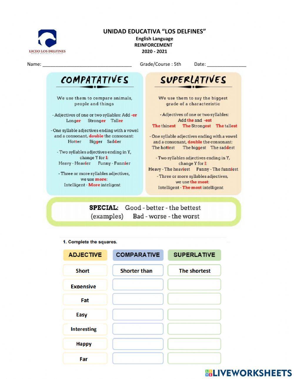 Comparatives and superlatives