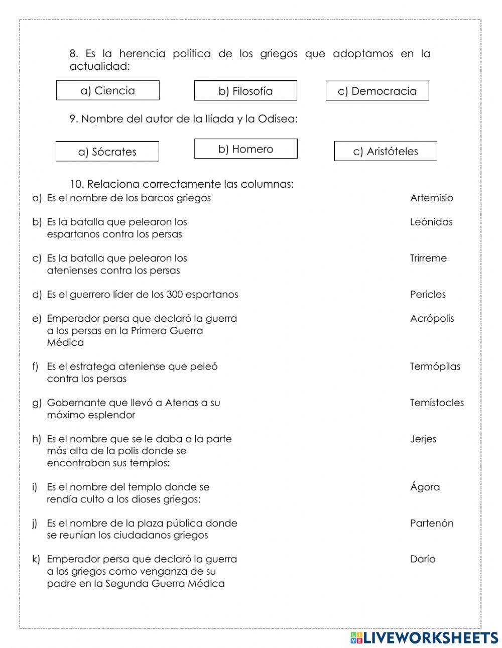 Evaluación final de historia Grecia