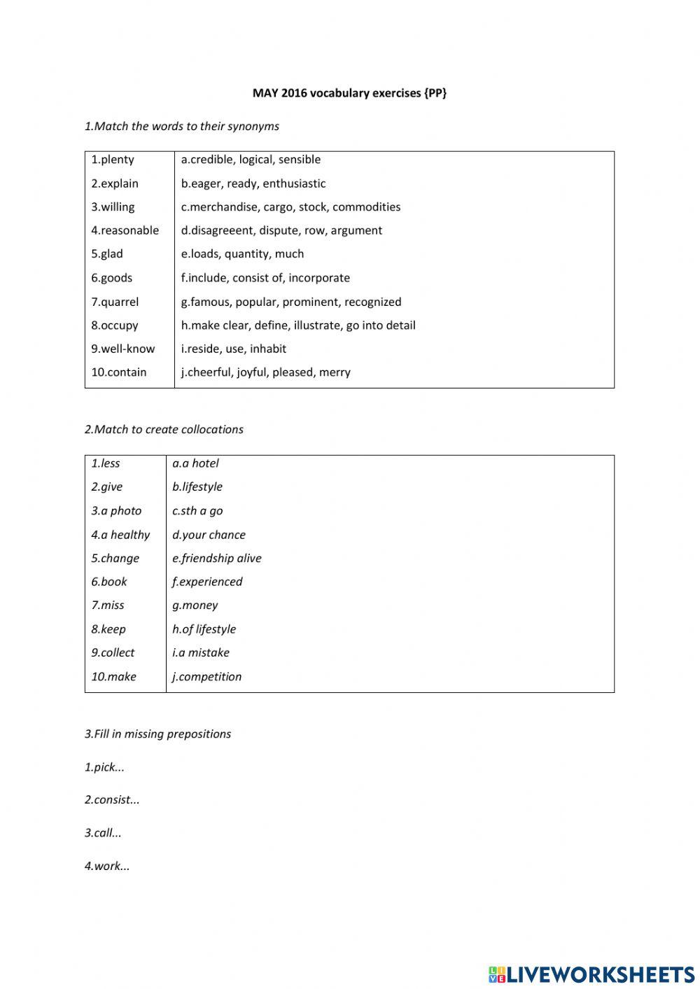 May 2016 pp ex 1 worksheet live worksheets