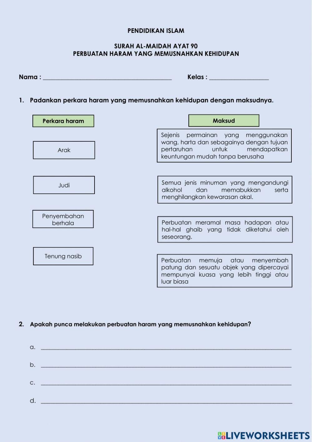 Ayat kefahaman: Surah al-Maidah ayat 90