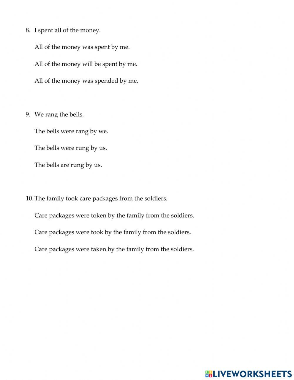 Active to Passive Voice - Simple Past Tense Review