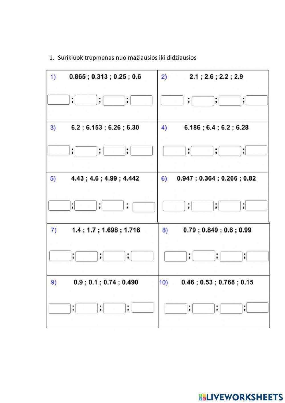 Paprastosios , dešimtainės trupmenos ir procentai