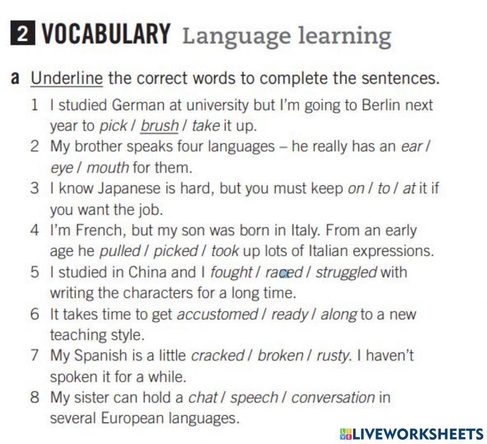 Vocabulary Language Learning