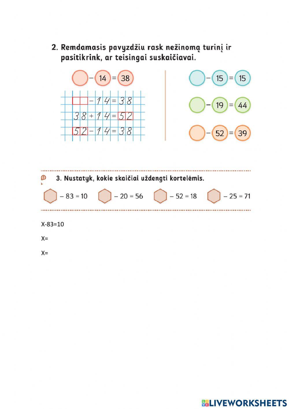 Kaip rasti nežinomą dėmenį