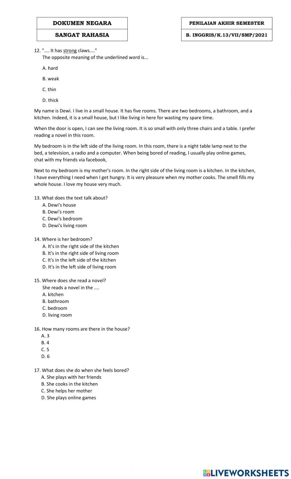 Pts bahasa inggris kelas 7 2021