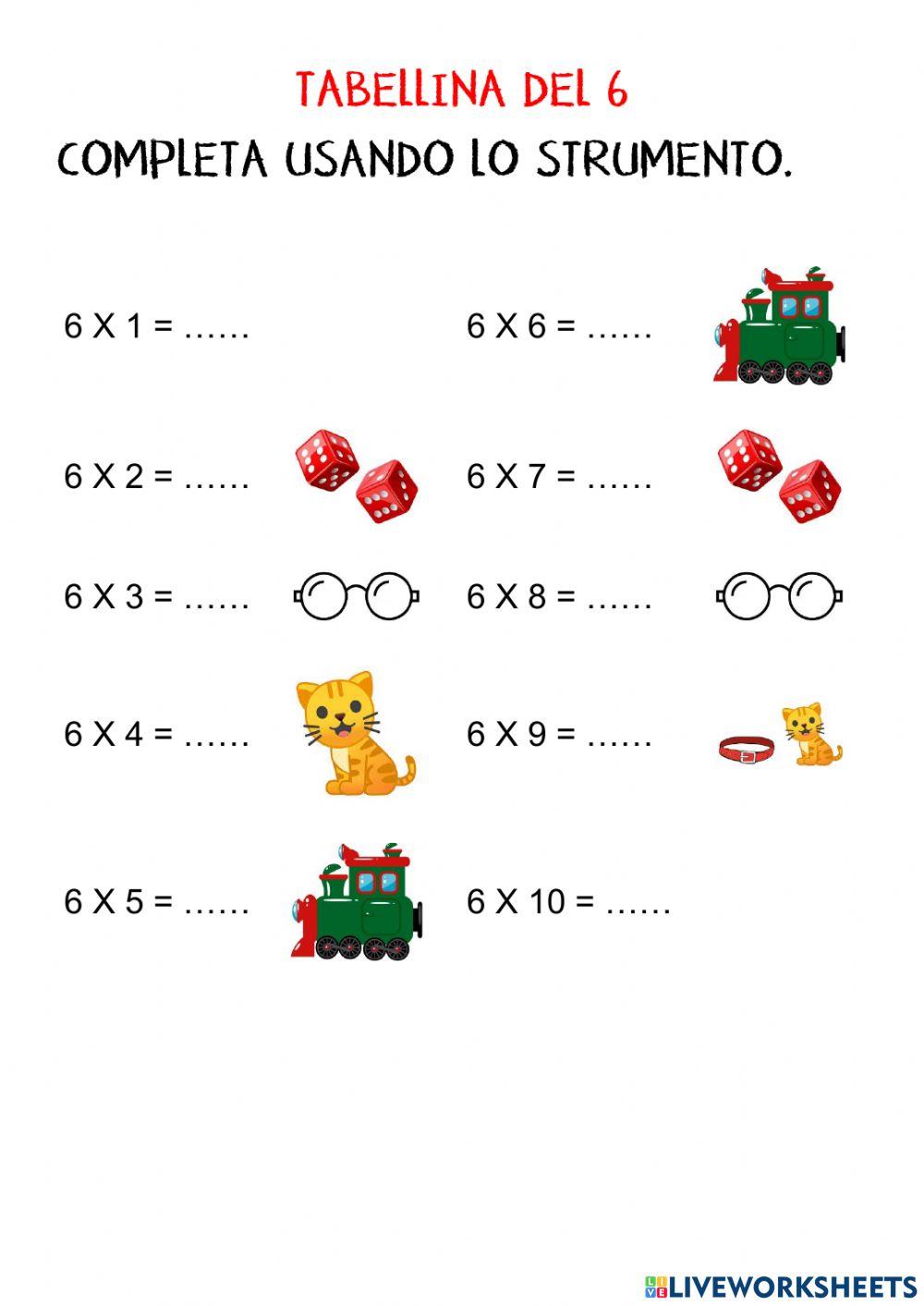 Tabellina del 6 - Metodo Analogico Bortolato worksheet