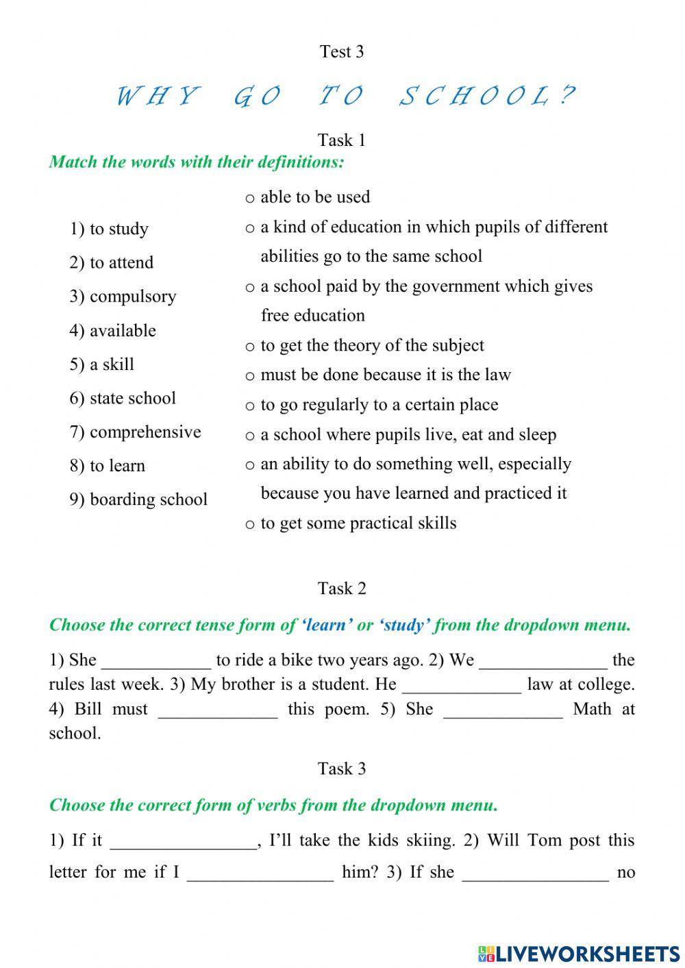 Why go to school? (TEST)