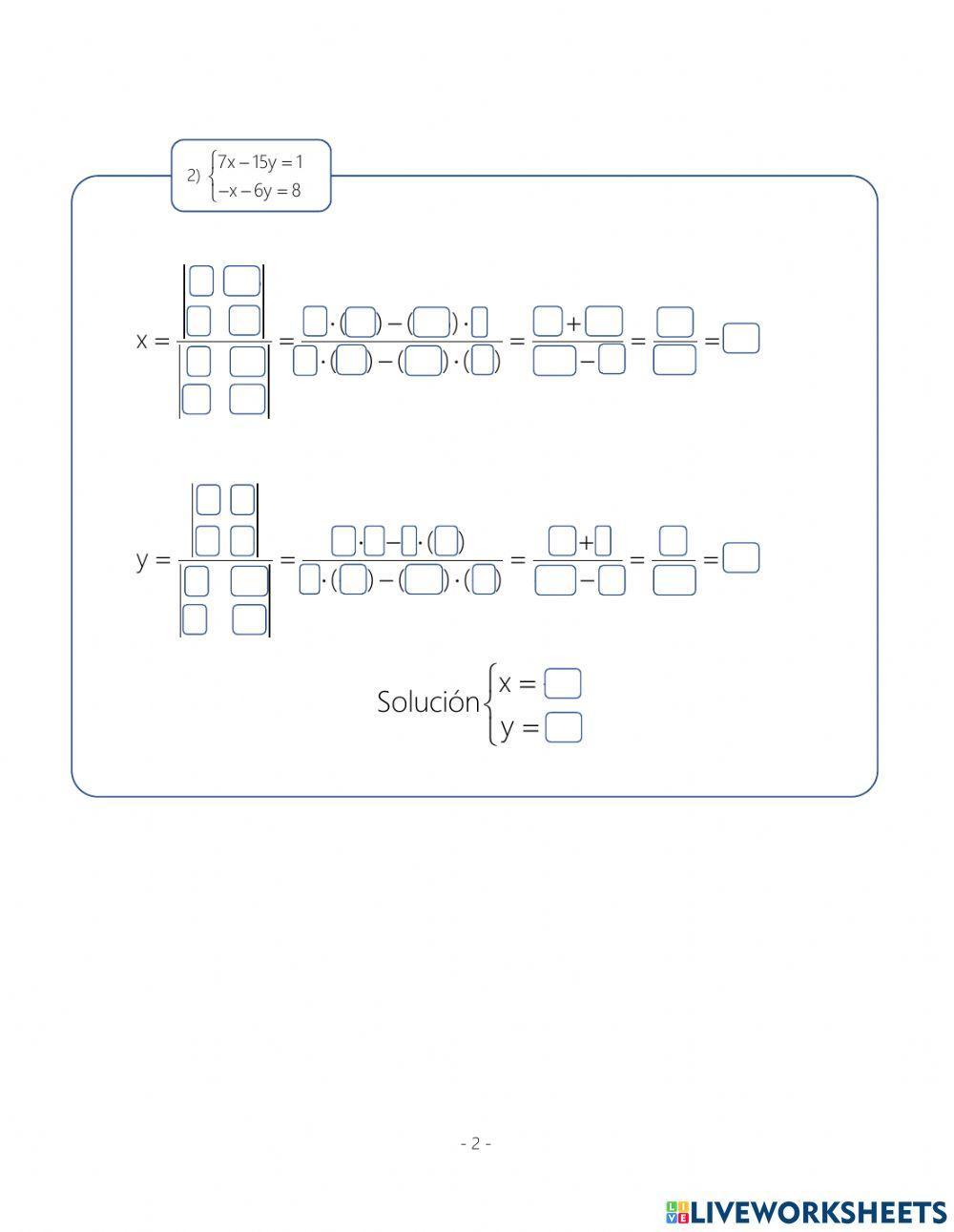 Sistema de ecuaciones lineales 2x2