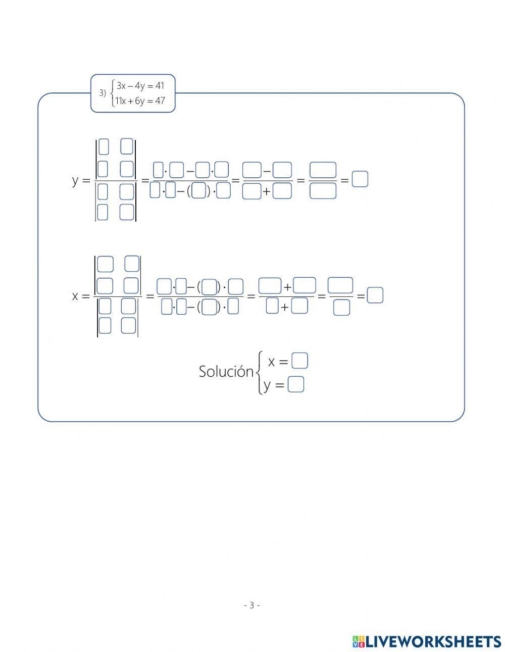 Sistema de ecuaciones lineales 2x2