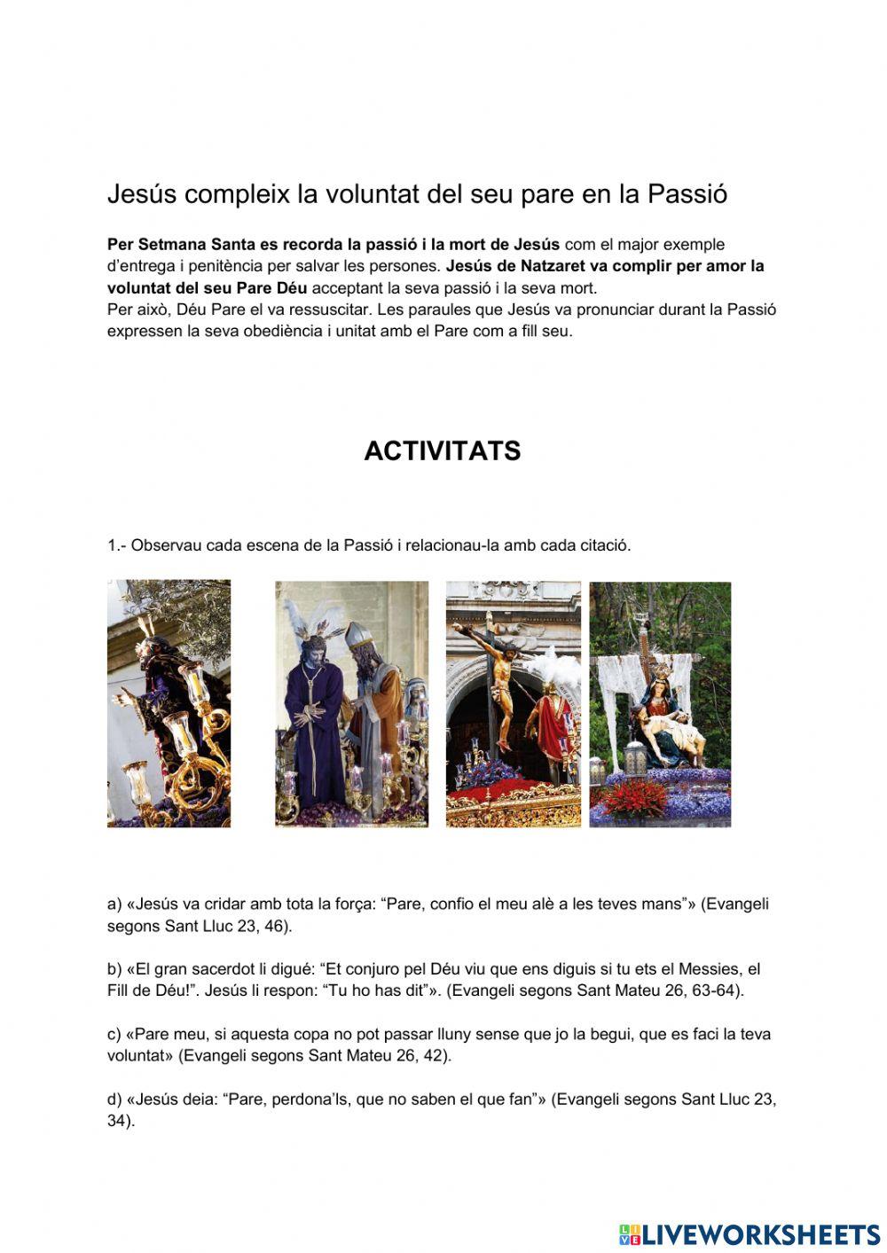 La Quaresma i la passió de Jesús La Quaresma i la passió de Jesús