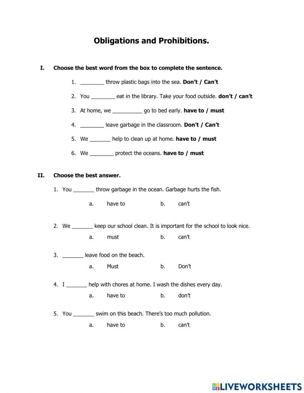 Obligations and Prohibitions.