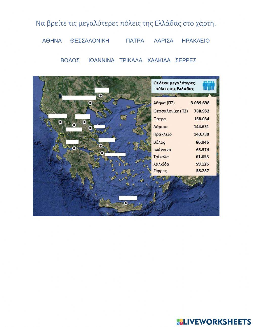 Μεγαλύτερες πόλεις της Ελλάδας