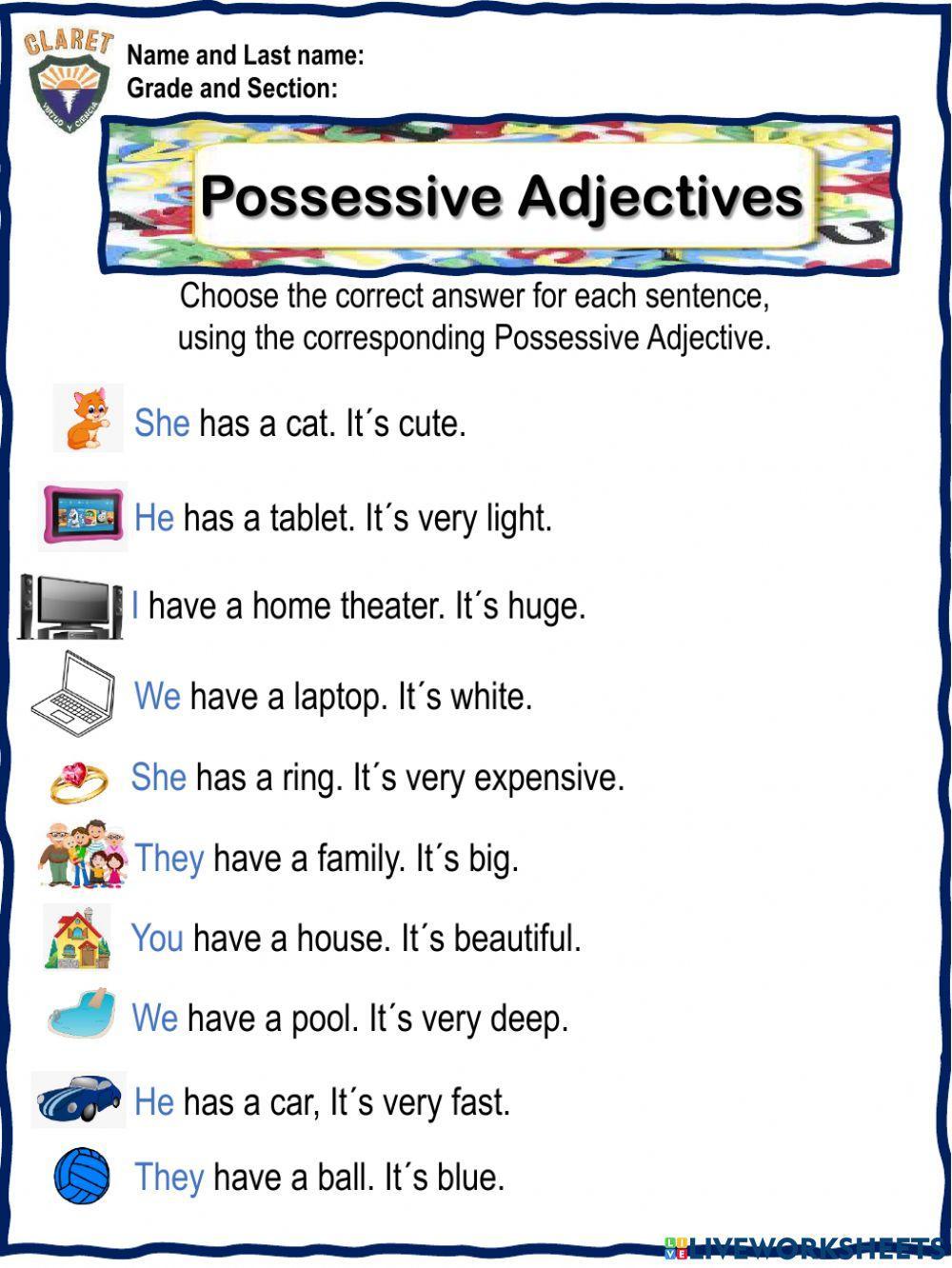 4th. grade. Grammar Unit 8.1. Eval. Act.