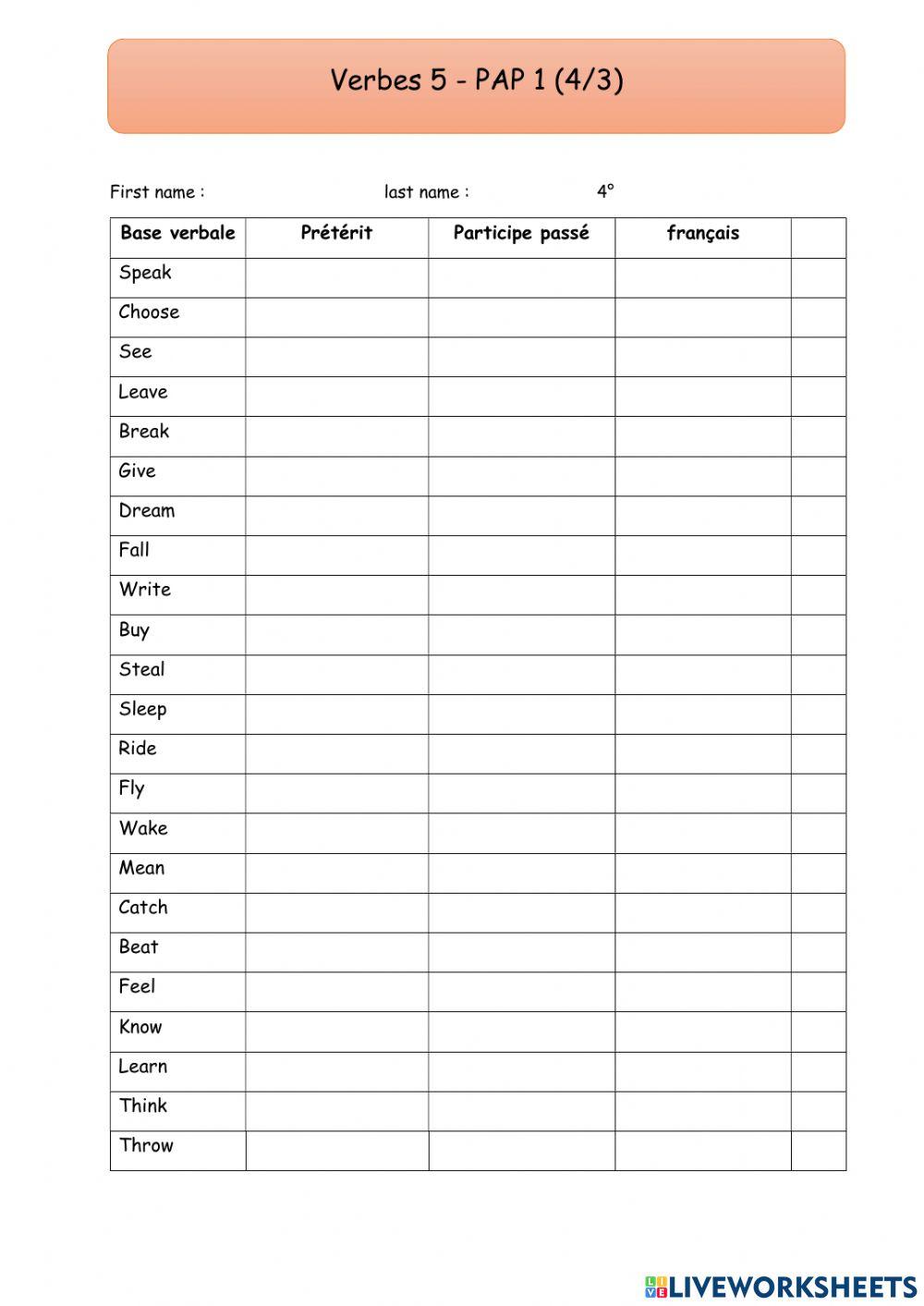 4-3 verbes 5 -  PAP - 1