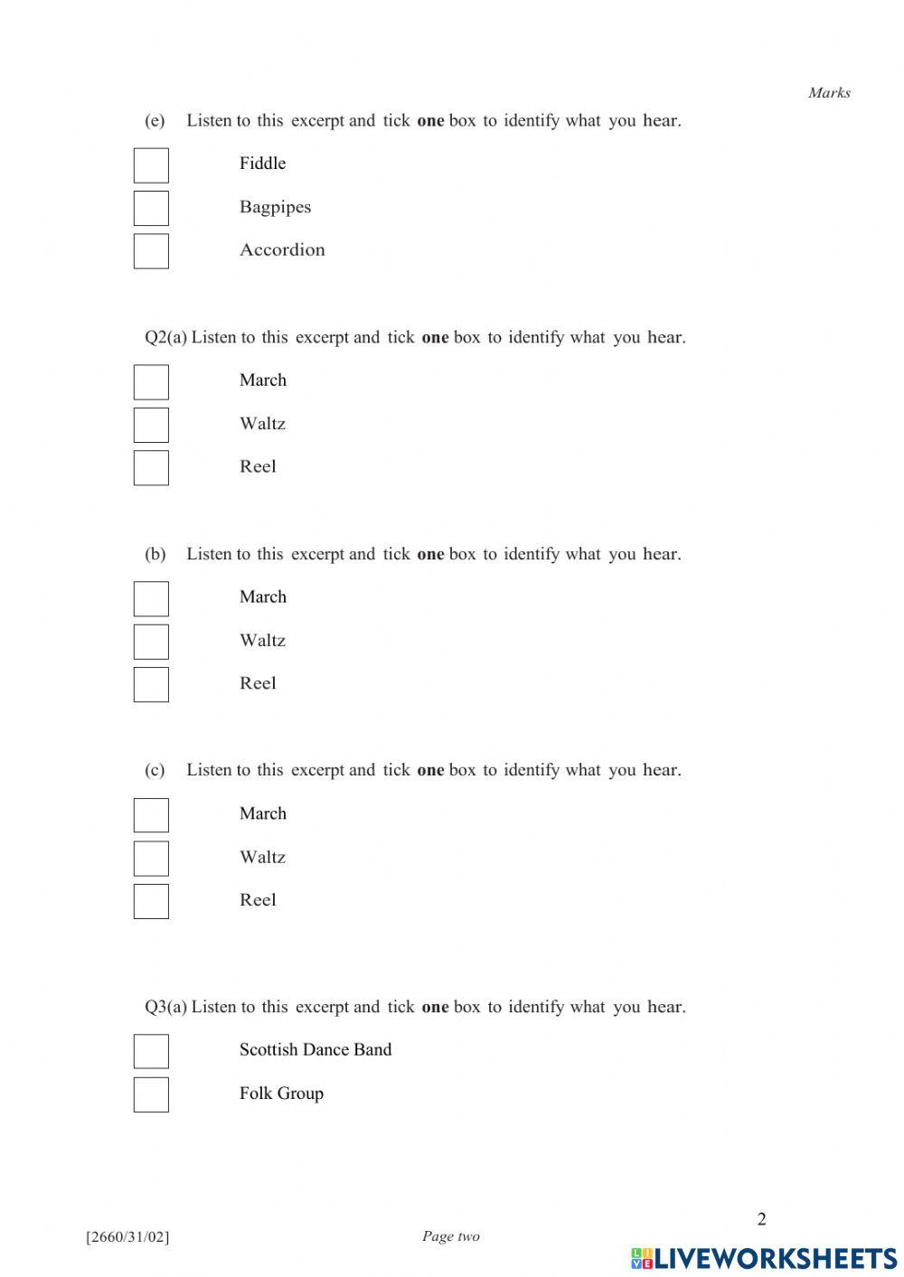 N3 Scottish and Instrumental Quiz