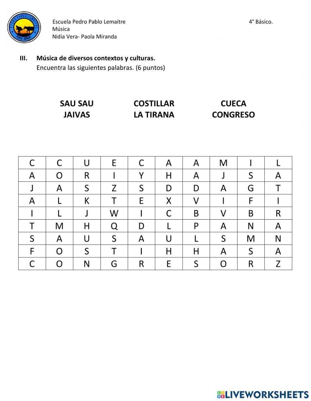 Evaluación Diagnóstico Música 4°