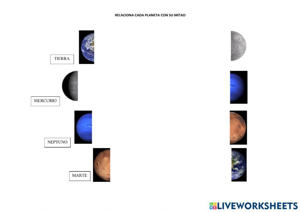 Relaciona los planetas