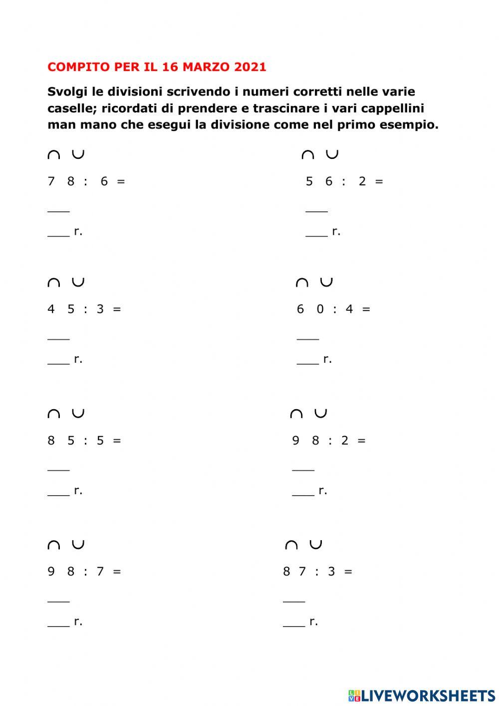 Divisioni a due e tre cifre al dividendo