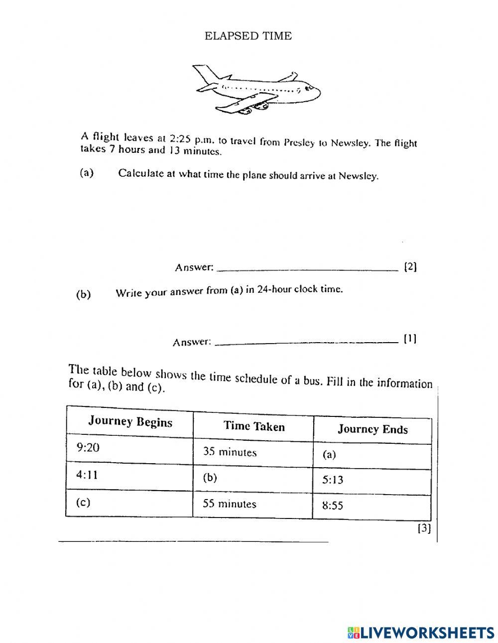 Elapsed Time BJC Questions