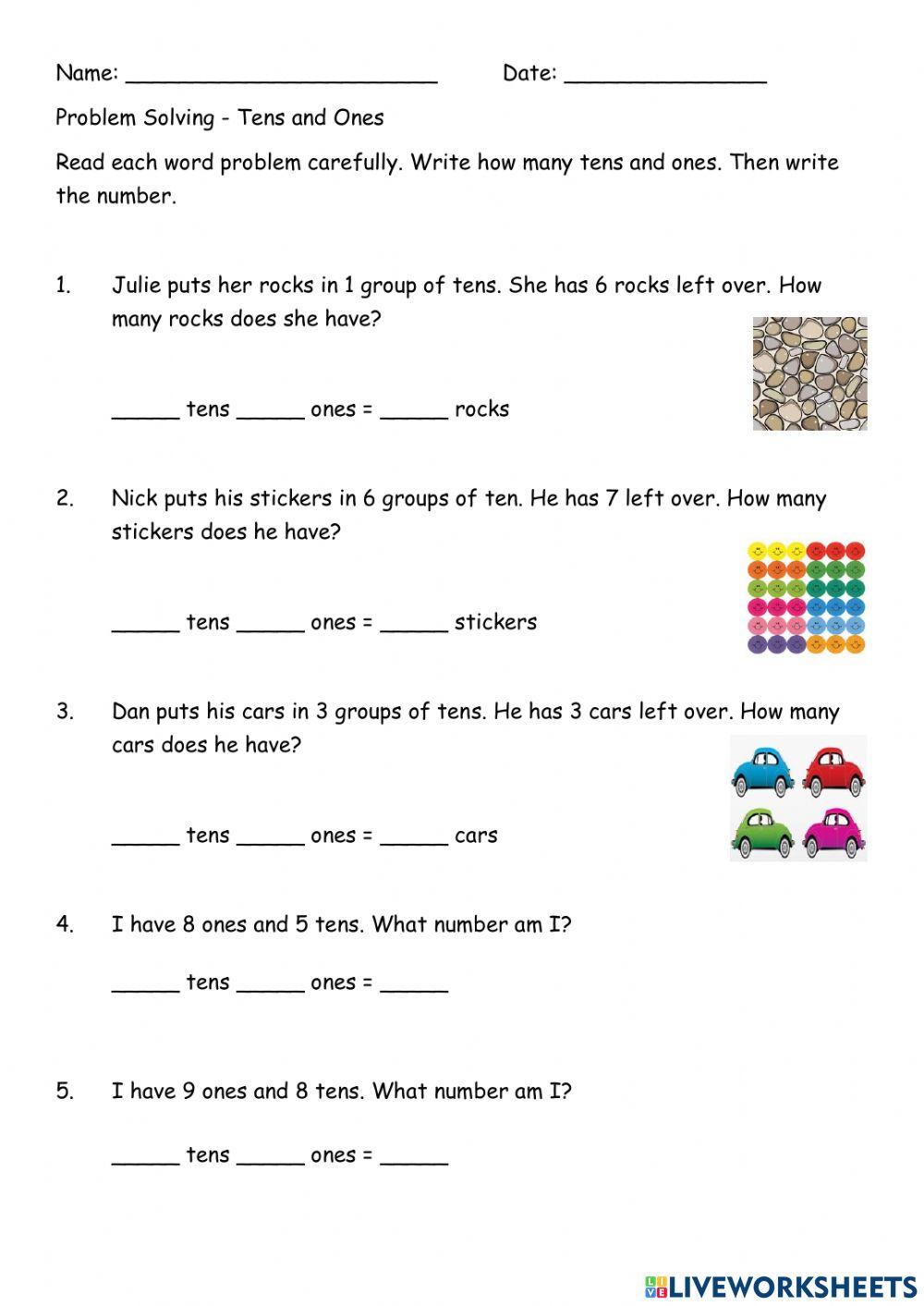 809030 | Tens and Ones | lmwilliams | LiveWorksheets
