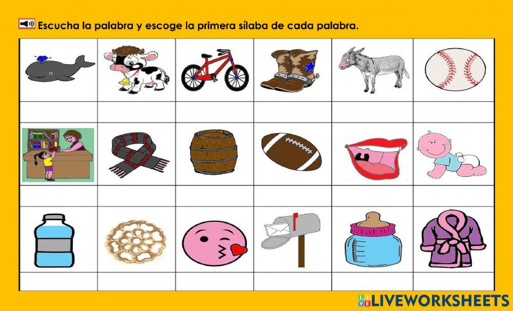 Bb: Escoge la primera sílaba