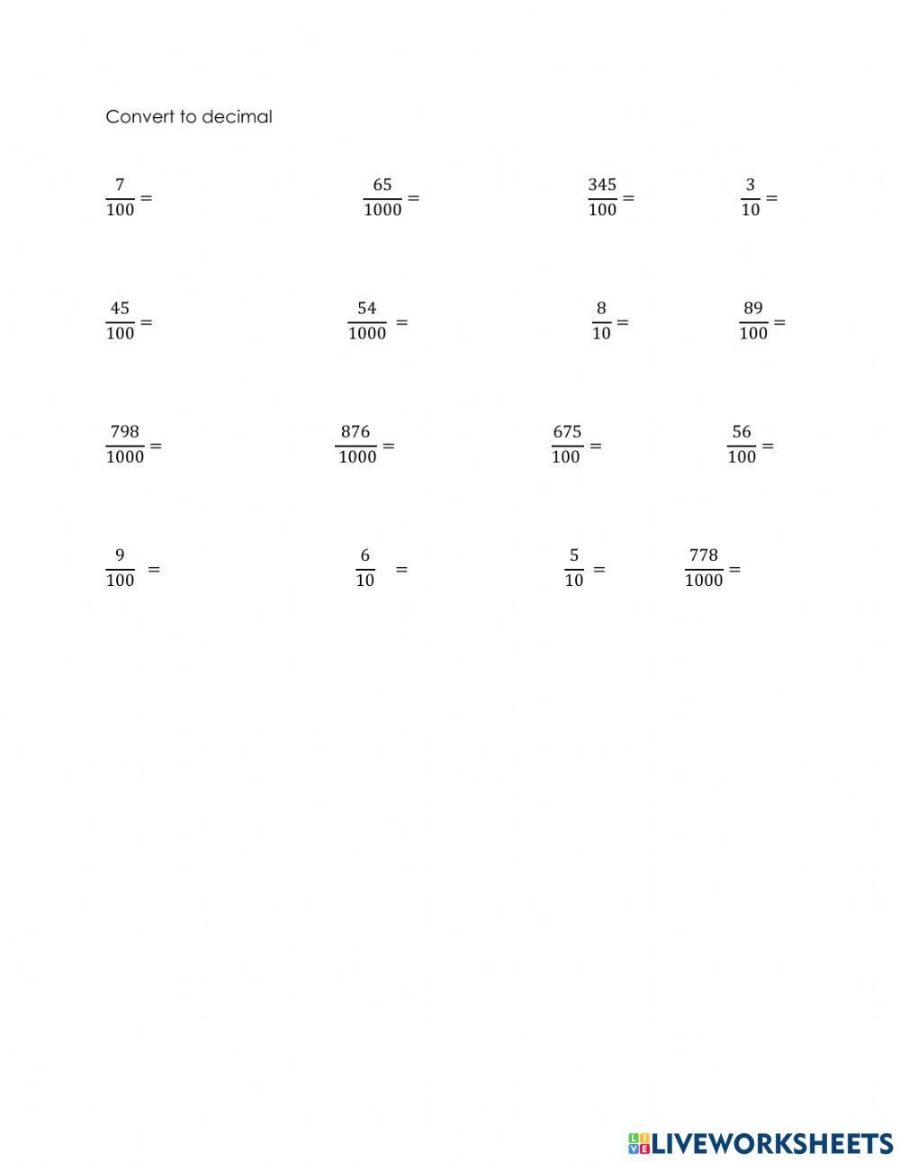 Converting Fractions to Decimals