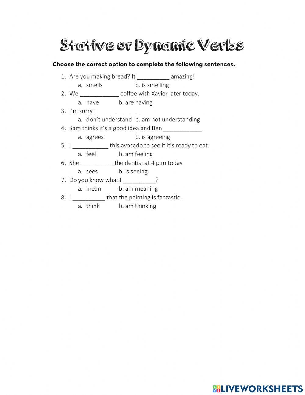 Stative or Dynamic Verbs