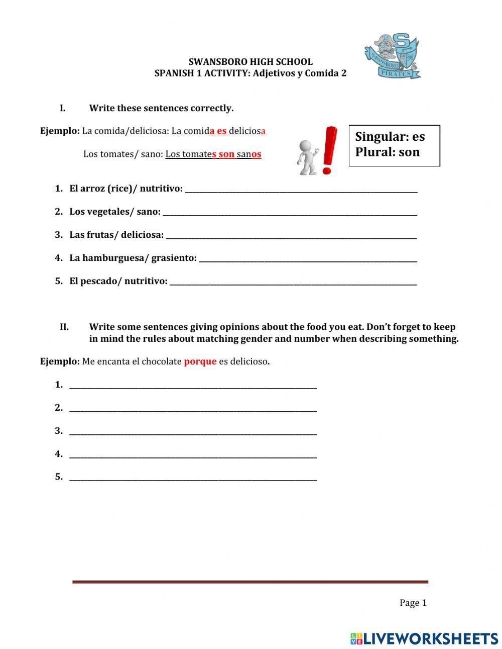 Adjetivos y comida 2