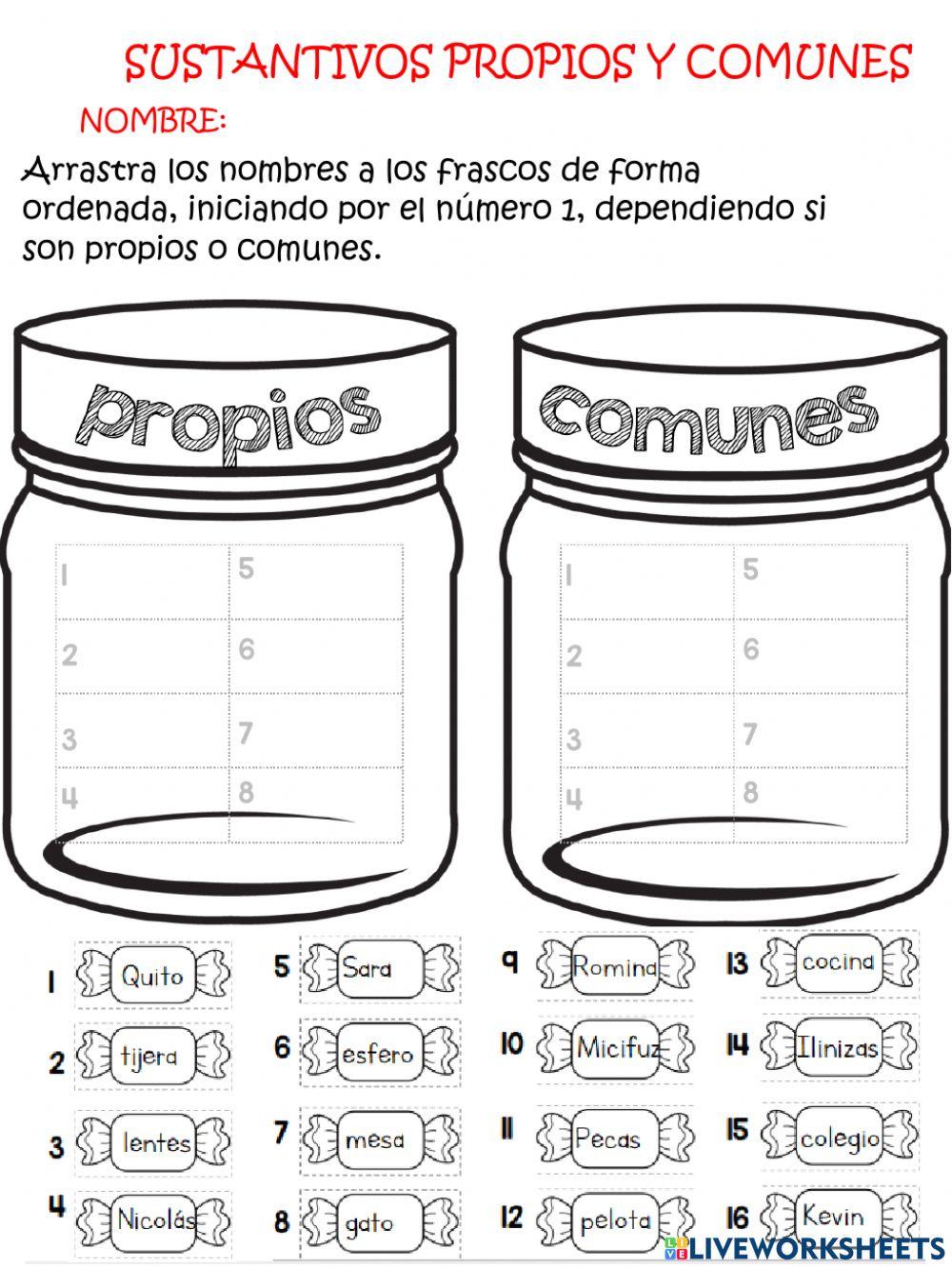Sustantivos propios y comunes
