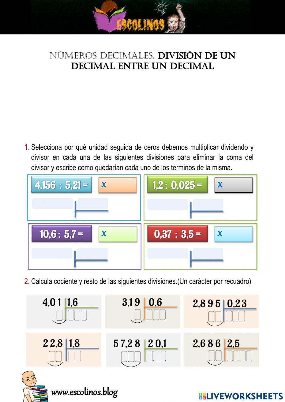División de un decimal entre un decimal