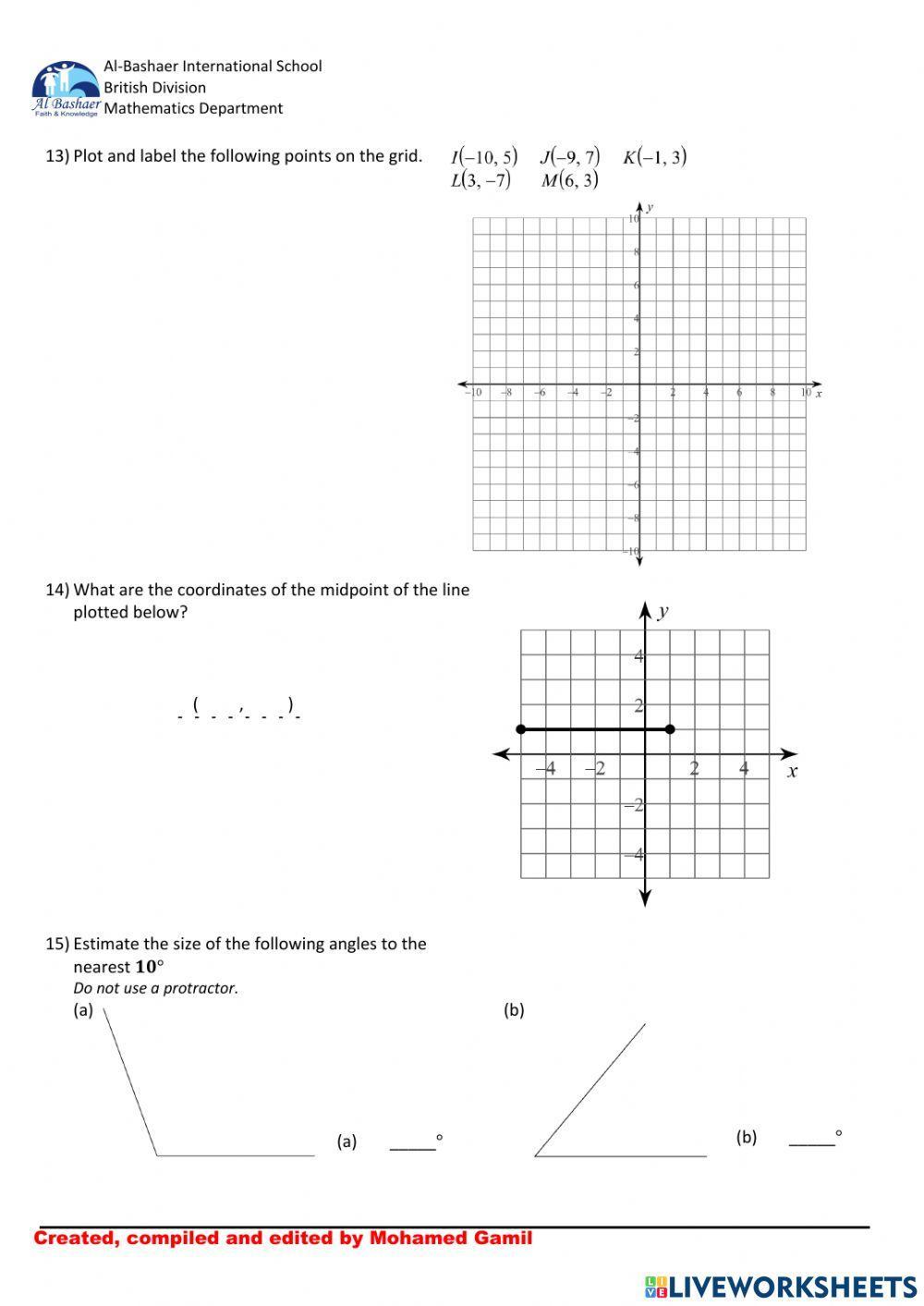 Year 7 Maths Revision (Trimester 2)