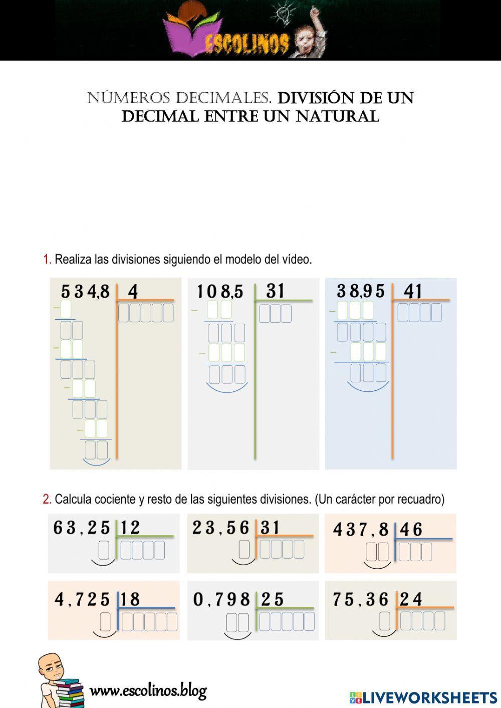 División de un decimal entre un natural