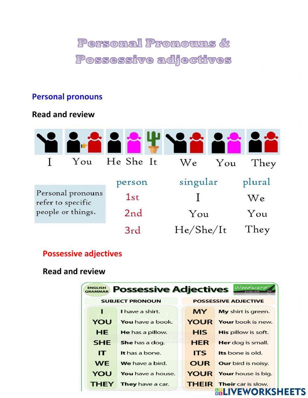 Subject Pronouns & Possessive Adjectives