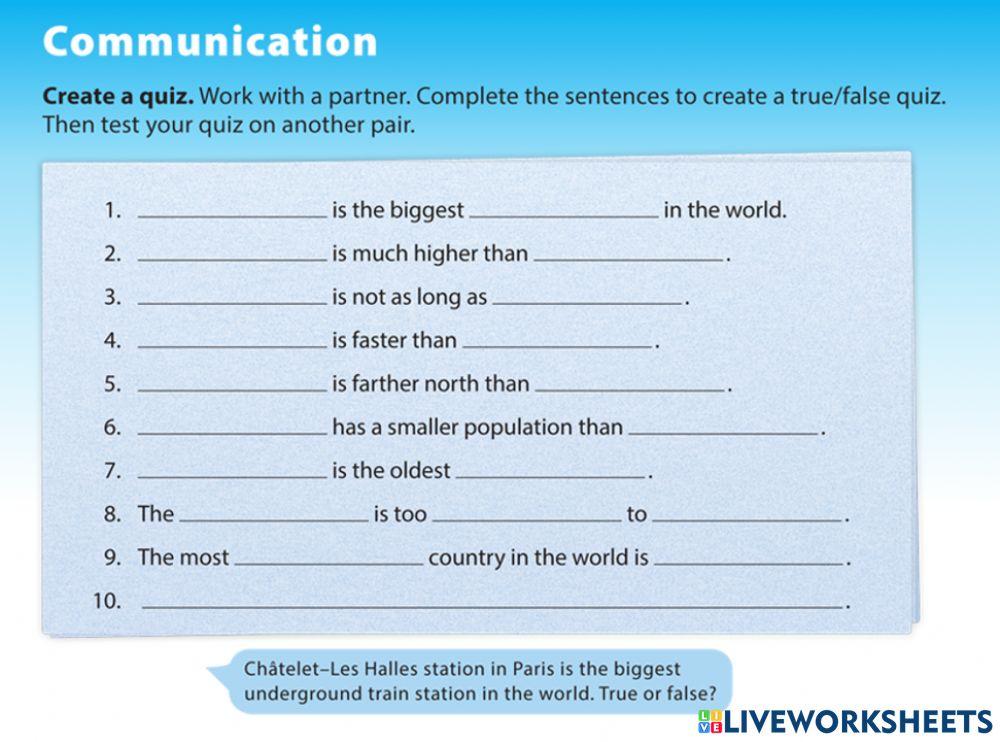 Quiz: Comparatives and superlatives