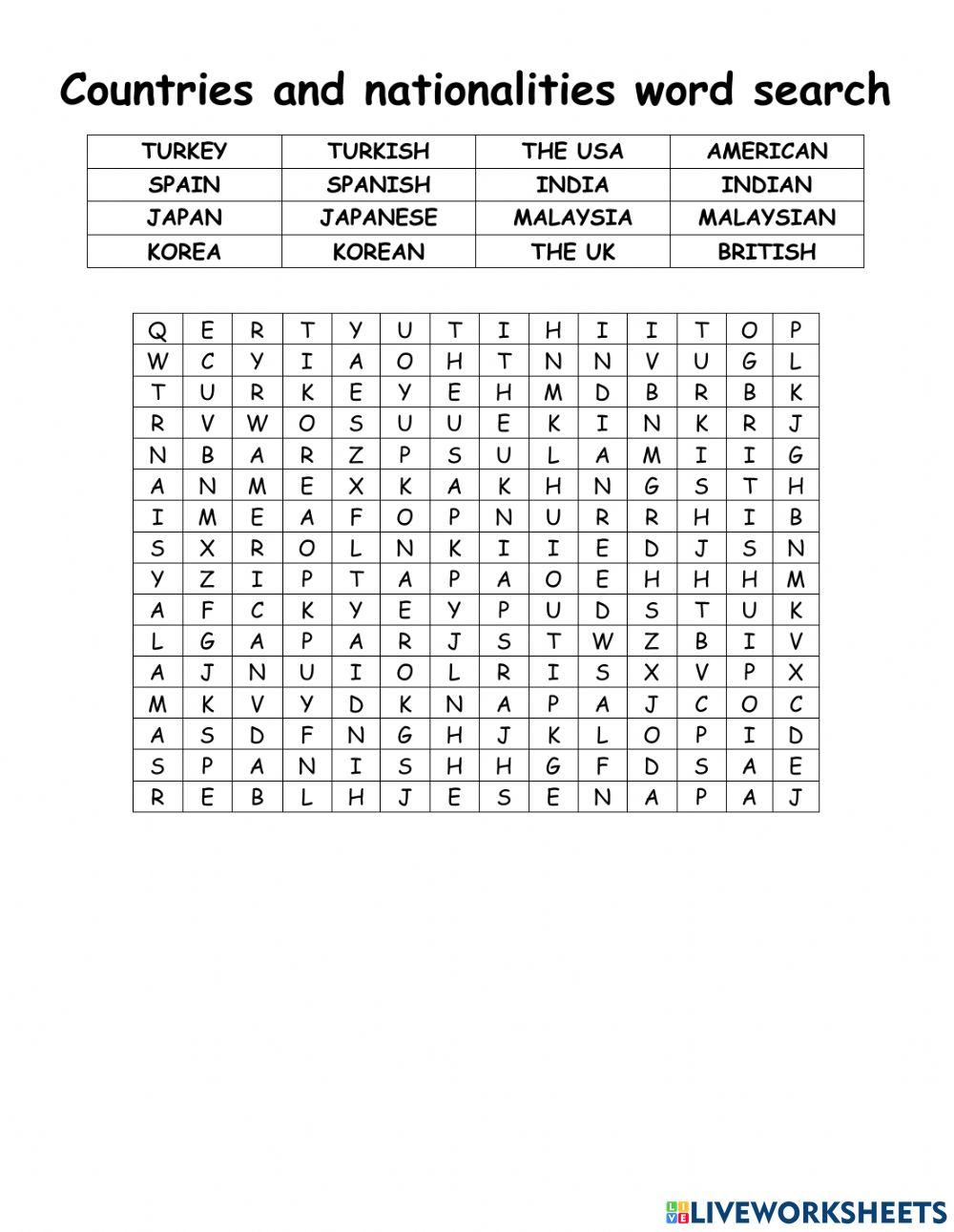Countries and nationalities