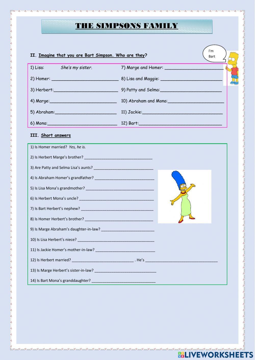 Simpsons family family members and saxon possessive
