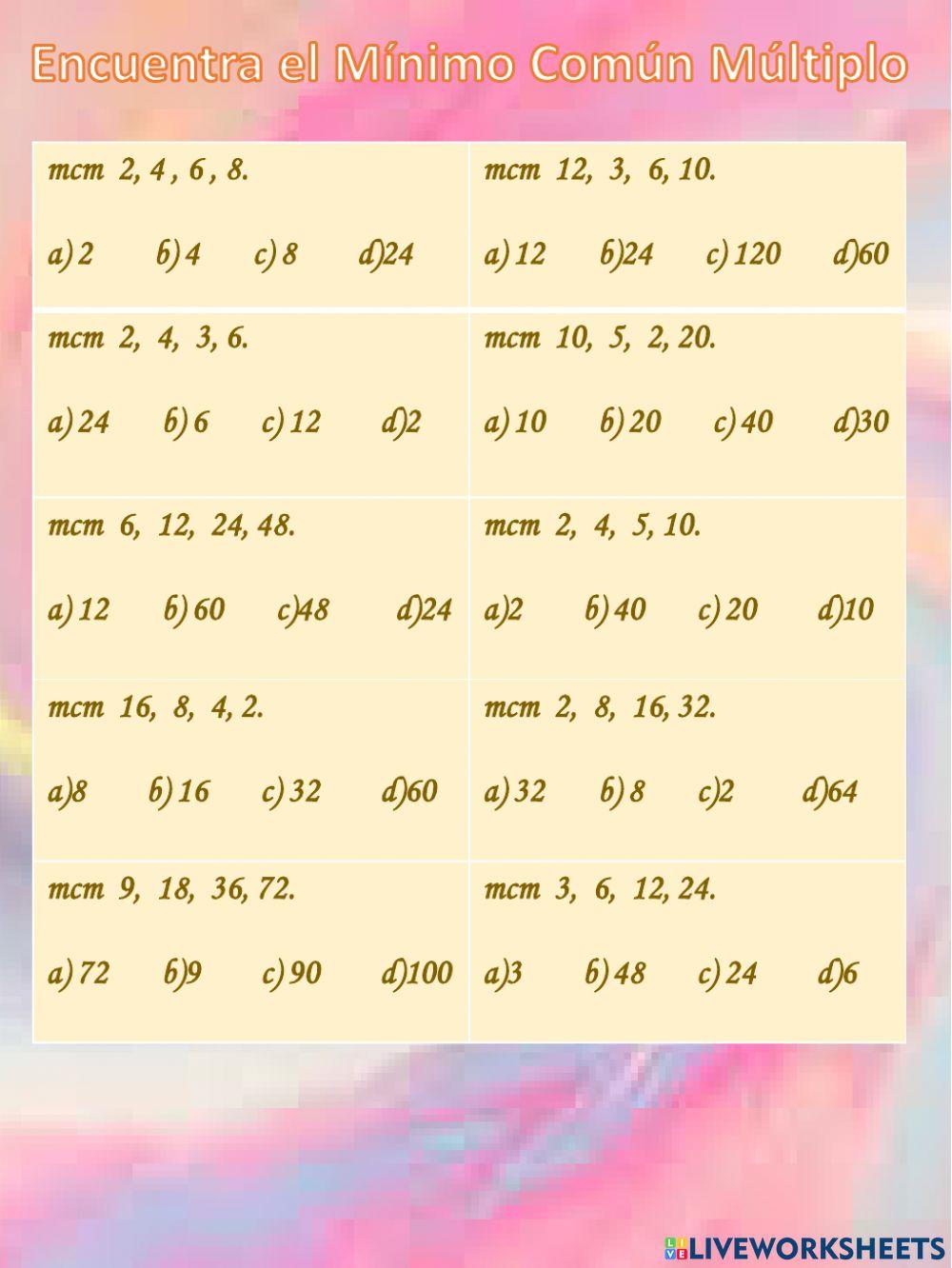 Mínimo común múltiplo