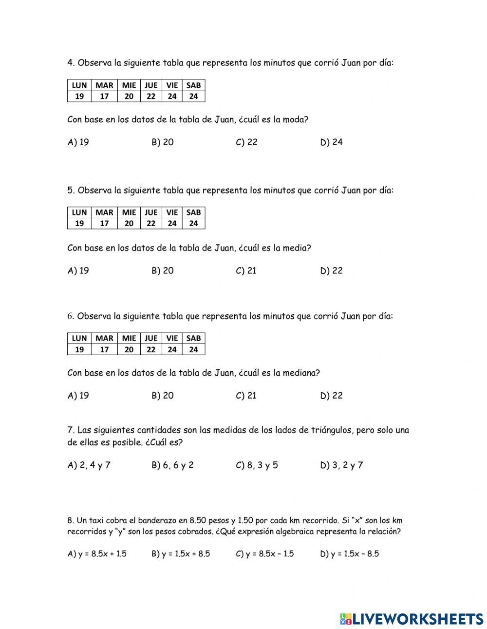 Segunda evaluación matemáticas 1