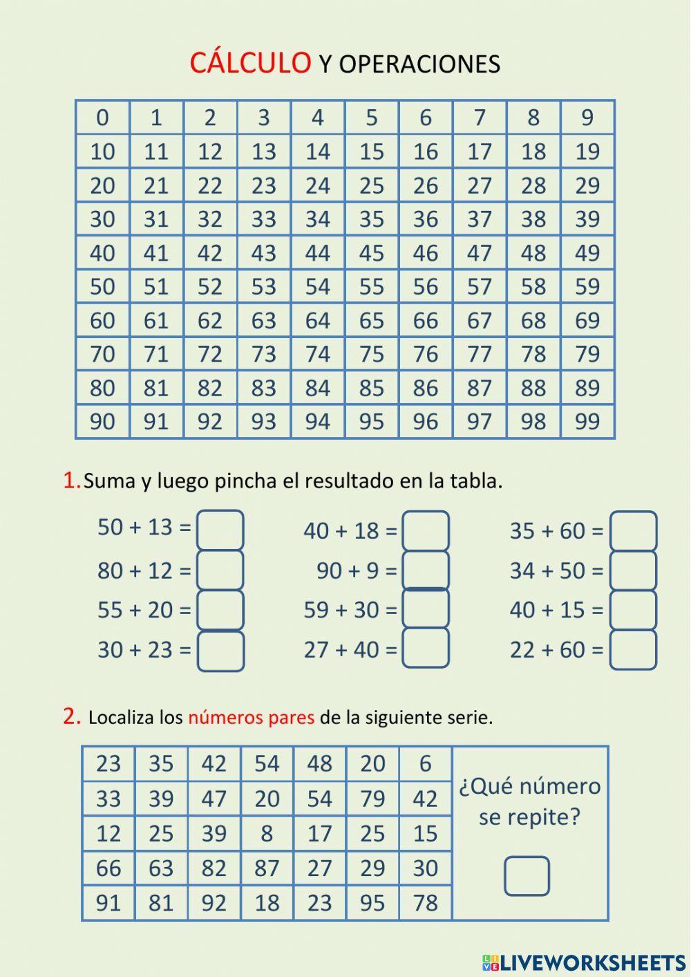 Cálculo y operaciones