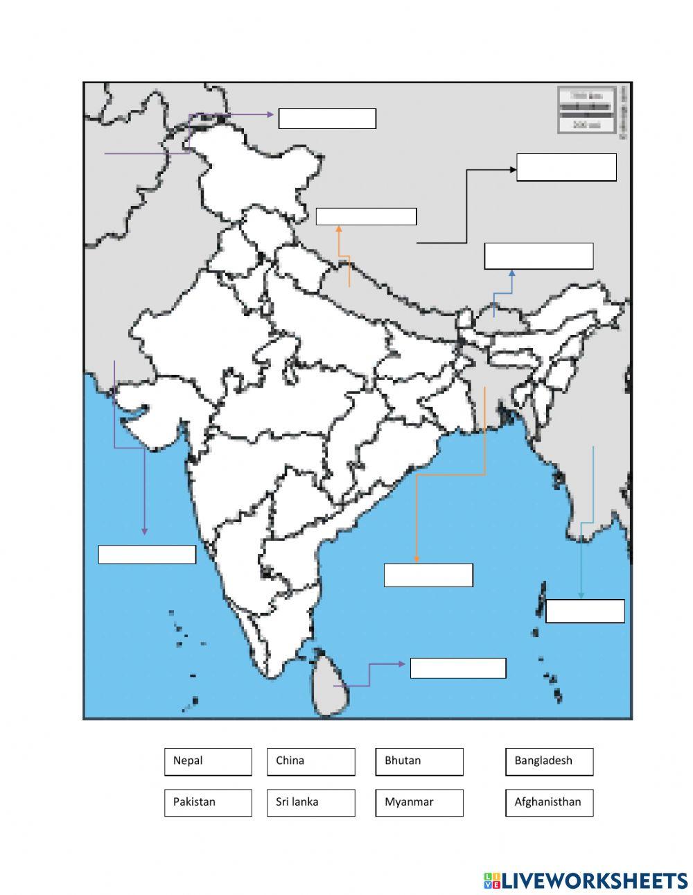 Map Of Neighbouring Countries Of India