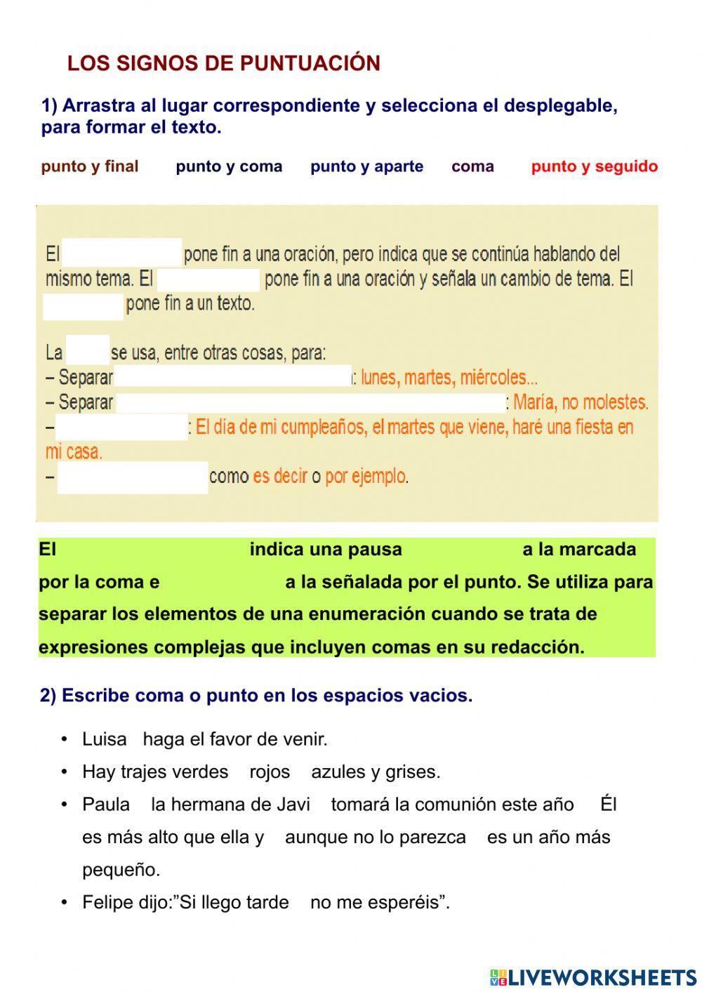 Los signos de puntuación
